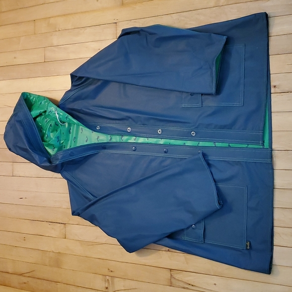 Vintage 80's Aqua Sheen whale raincoat - Picture 4 of 6